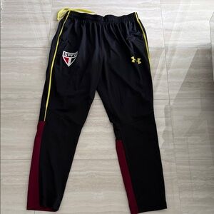 Under Armour Black Pants with Yellow and Burgundy Details